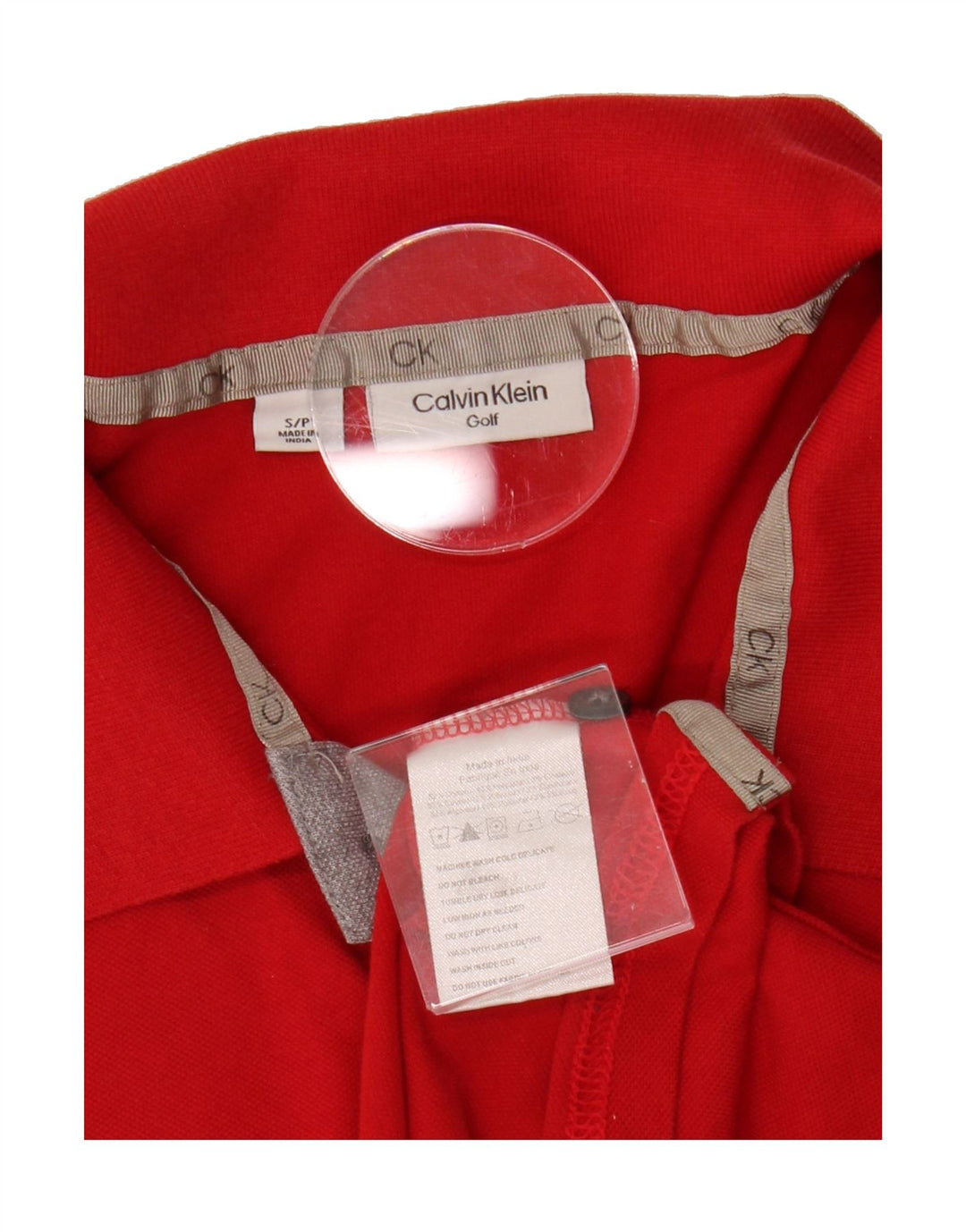CALVIN KLEIN Mens Golf Polo Shirt Small Red Cotton Vintage Calvin Klein and Second-Hand Calvin Klein from Messina Hembry 