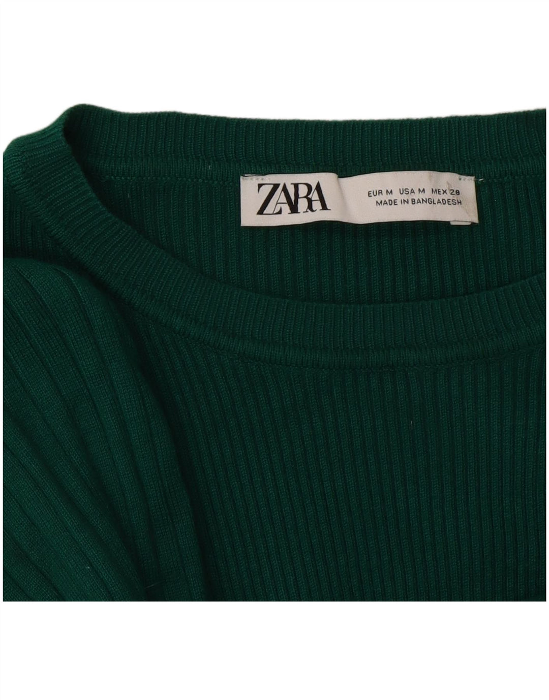 Crop Top pentru femei Zara cu mânecă lungă UK 12 Medium Green Viscose