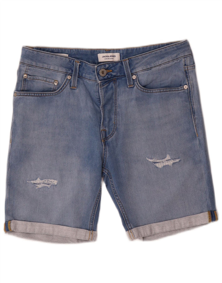 Pantaloni scurți Jack & Jones pentru bărbați din denim învechit, mediu W32, bumbac albastru