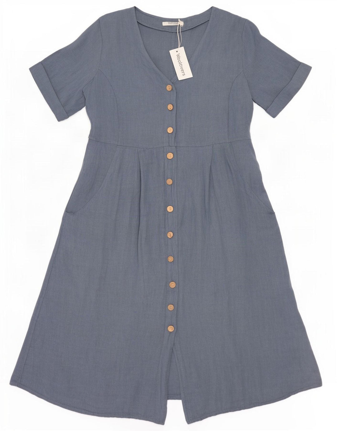 WoolOvers Rochie A-Line pentru femei UK 14 Lenjerie mare albastră
