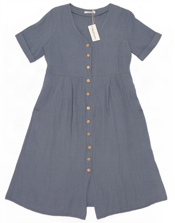 WoolOvers Rochie A-Line pentru femei UK 14 Lenjerie mare albastră