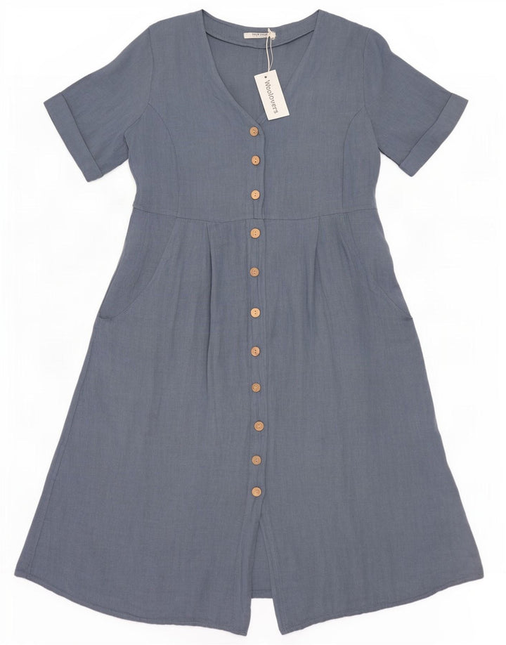 WoolOvers Rochie A-Line pentru femei UK 14 Lenjerie mare albastră