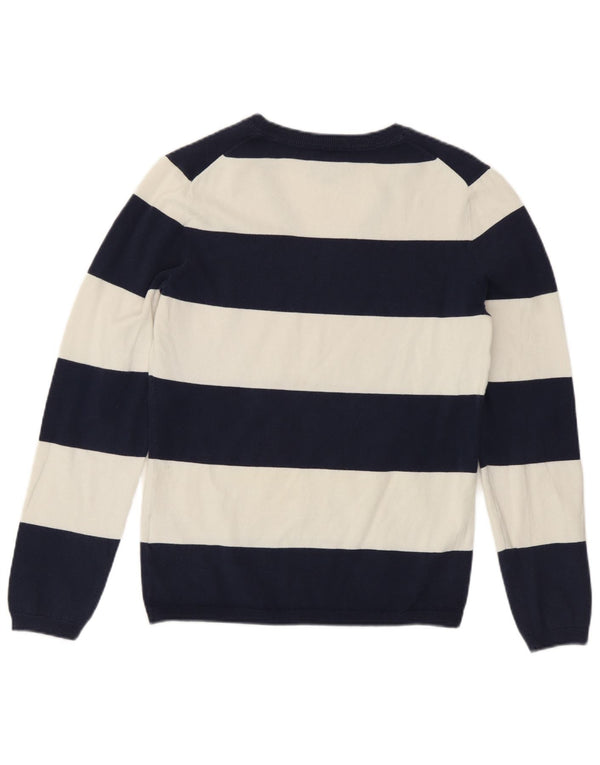 Pulover pentru femei Tommy Hilfiger cu decolteu în V UK 12 Medium Bleumarin în dungi