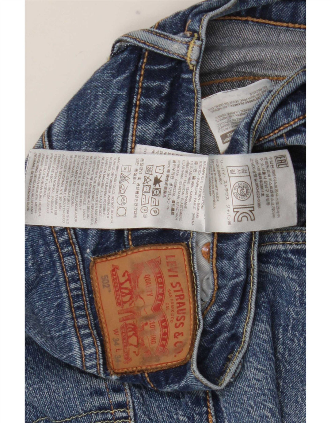 Blugi conici pentru bărbați Levi's 502 W34 L34 Bumbac albastru