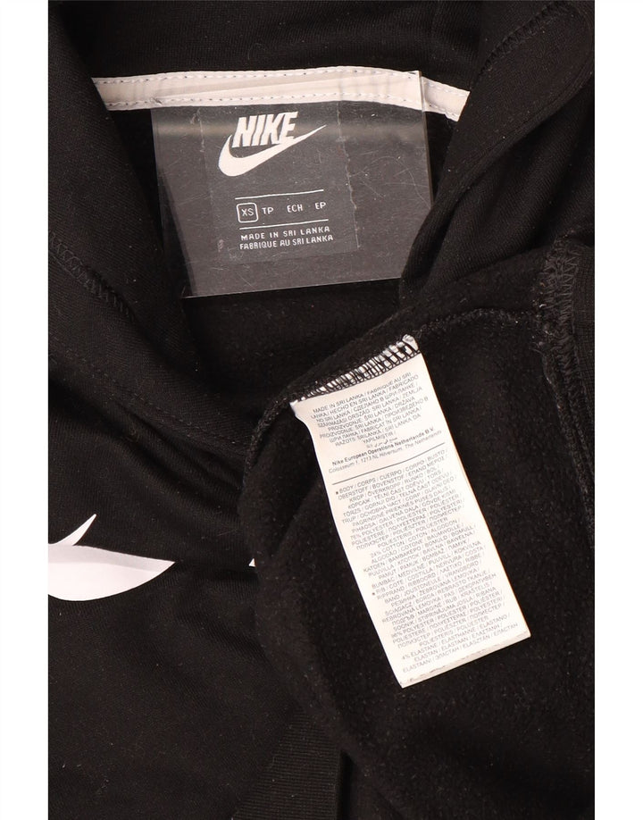 Pulover NIKE pentru damă, supradimensionat, crop grafic, cu glugă, UK 6 XS, poliester negru