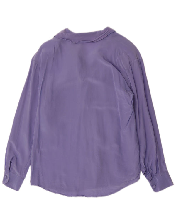 Bluză de cămașă vintage pentru femei UK 10 Small Purple Silk