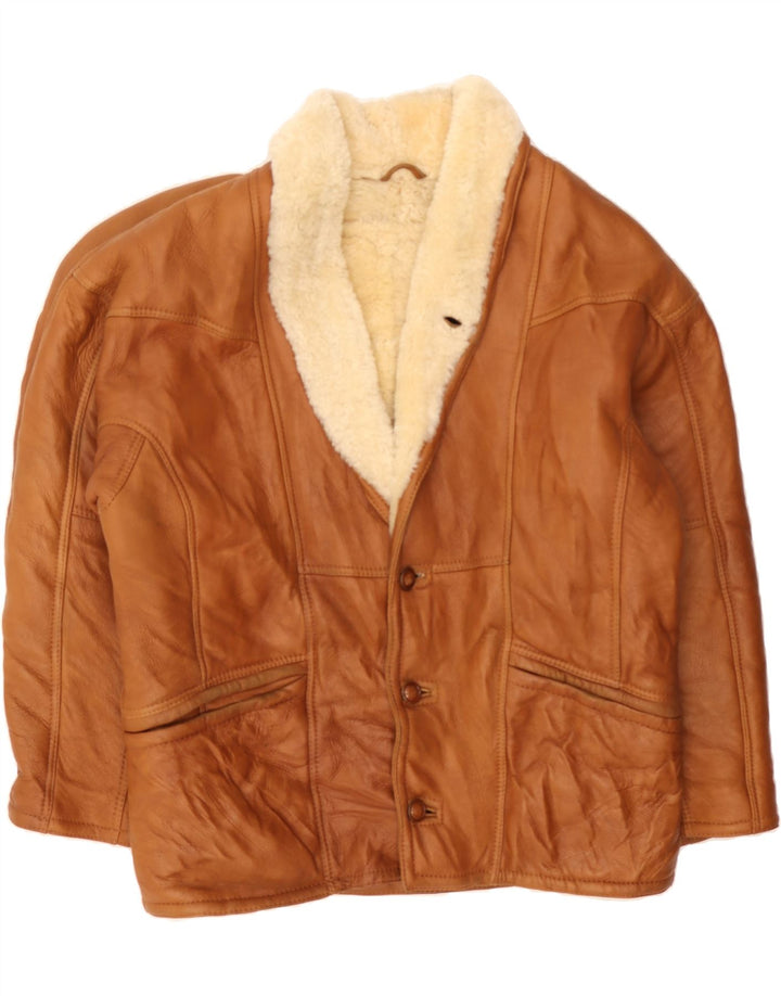 Jachetă din shearling pentru bărbați VINTAGE IT 52 XL maro