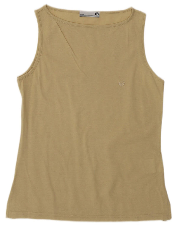 Sergio Tacchini Womens Milano Vest Vest Top UK 12 Medium Beige Bumbac