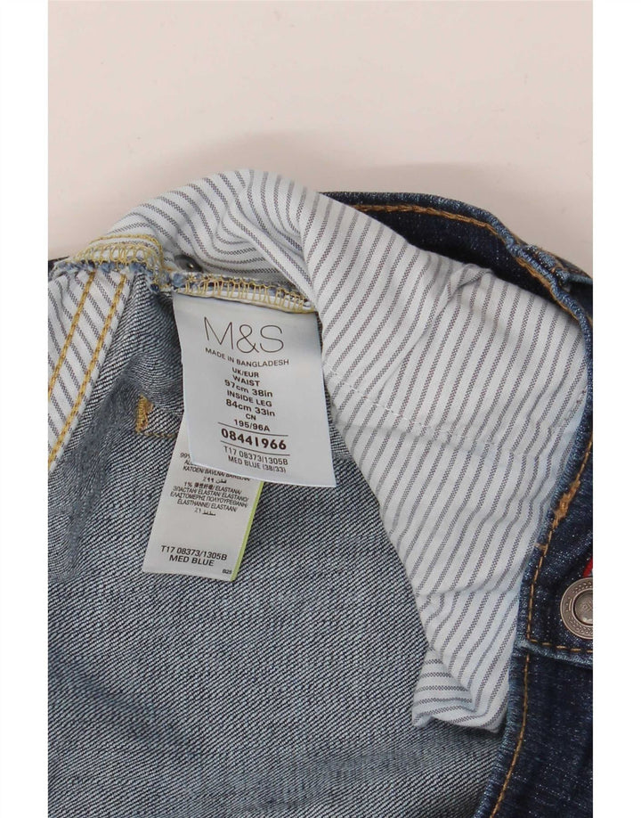 Blugi drepti pentru bărbați Marks & Spencer, cu ajustare normală, L38 L33, bumbac albastru