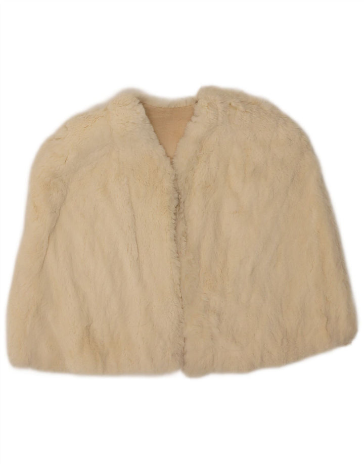 Palton de damă vintage cu blană artificială, mărime unică, alb