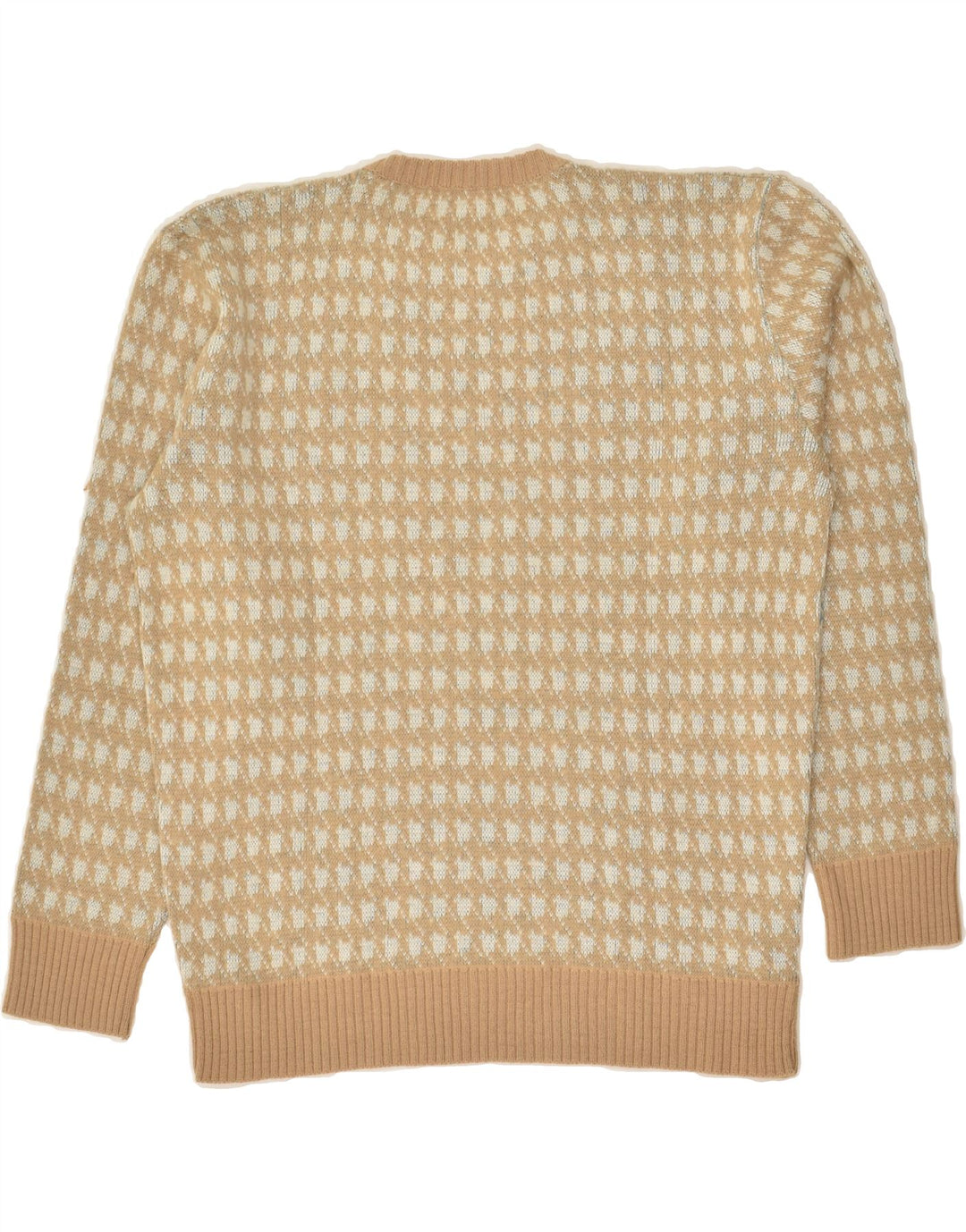 Pulover VINTAGE pentru femei cu model abstract, cu gâtul turn, pulover UK 16 mare bej