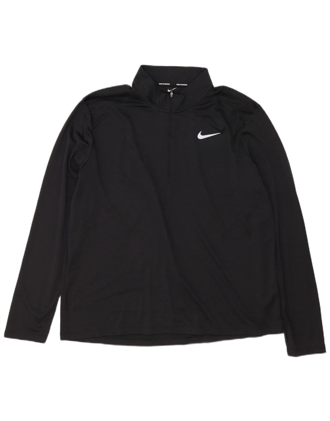 Top de trening pentru bărbați Dri Fit cu fermoar și gât, poliester negru 2XL
