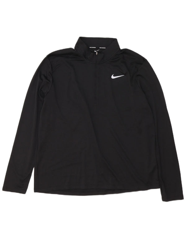 Top de trening pentru bărbați Dri Fit cu fermoar și gât, poliester negru 2XL