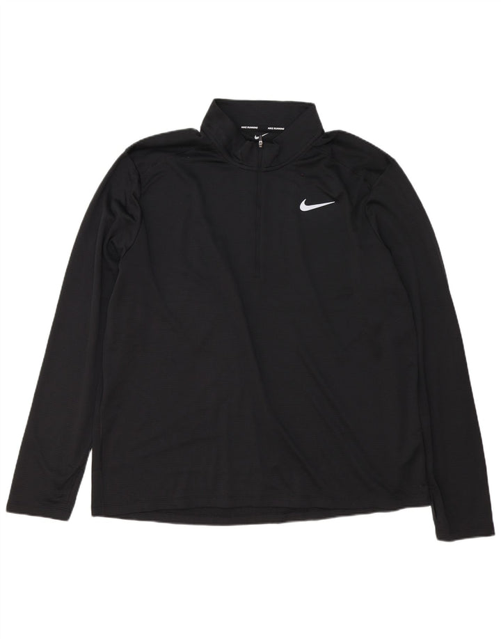 Top de trening pentru bărbați Dri Fit cu fermoar și gât, poliester negru 2XL