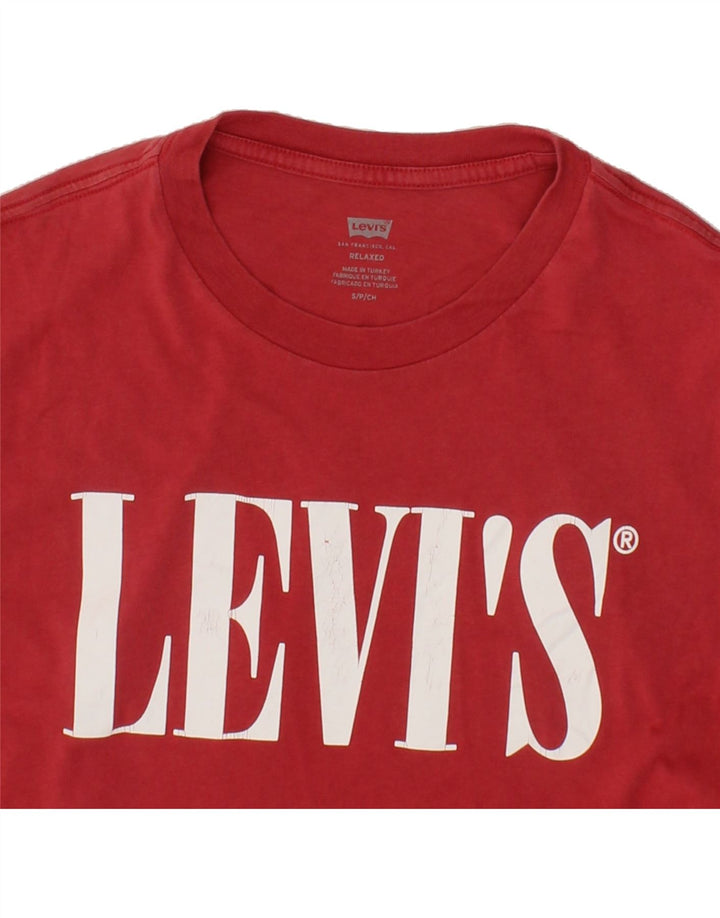 LEVI'S Mens Relaxed Graphic T-Shirt Top Small Red Vintage Levi's and Second-Hand Levi's from Messina Hembry 