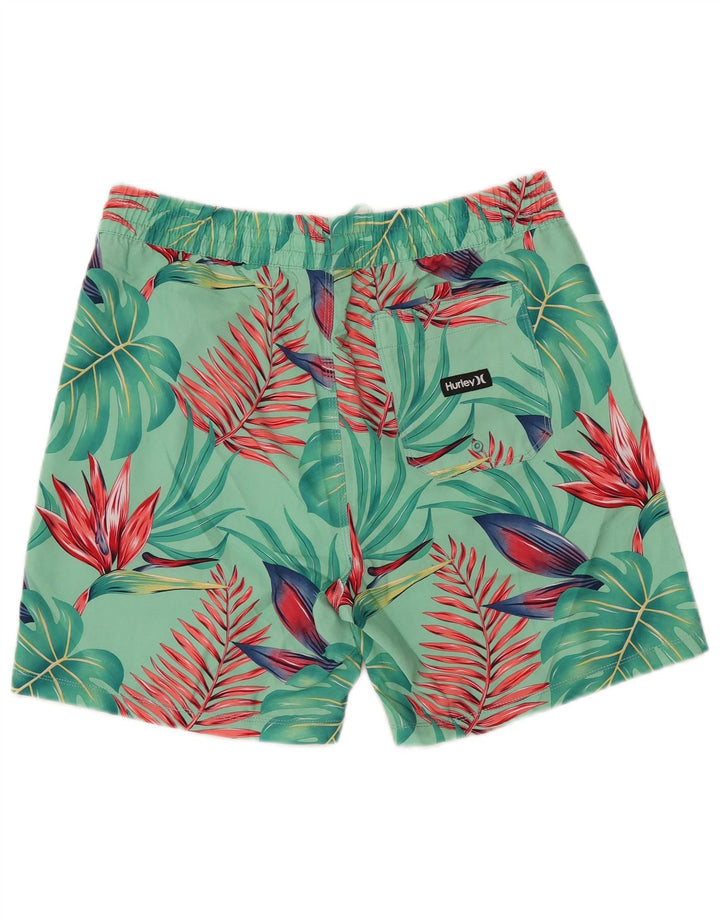 HURLEY Pantaloni scurți de înot pentru bărbați, verde mediu, poliester floral