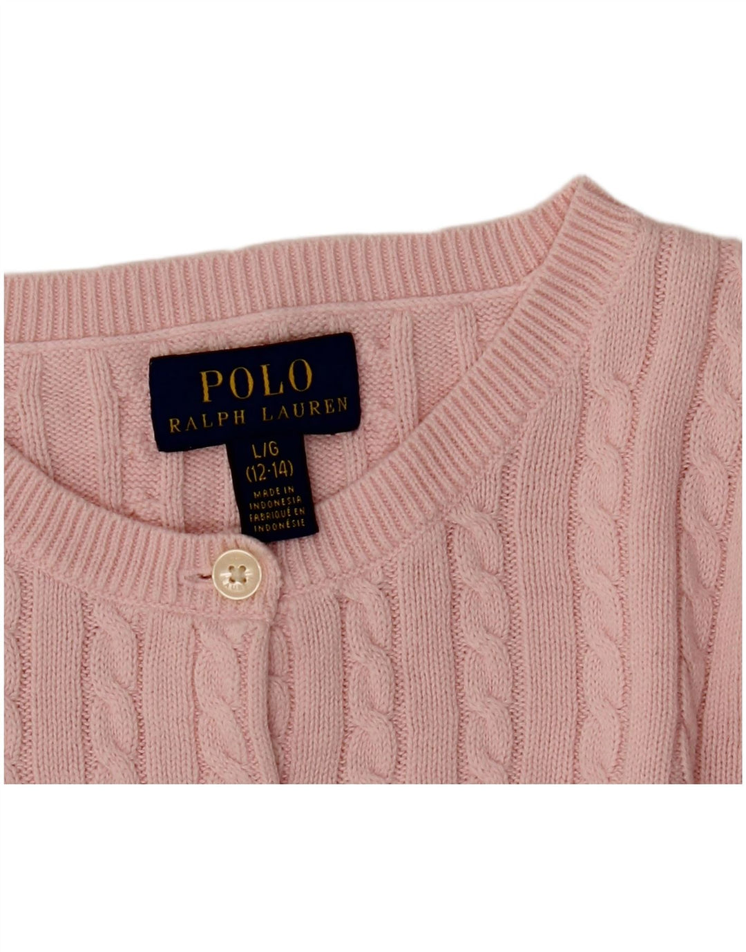 POLO RALPH LAUREN Pulover Cardigan Fete 12-13 Ani Mare Roz