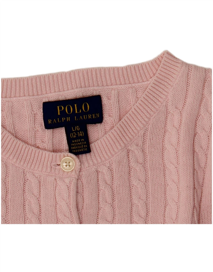 POLO RALPH LAUREN Pulover Cardigan Fete 12-13 Ani Mare Roz