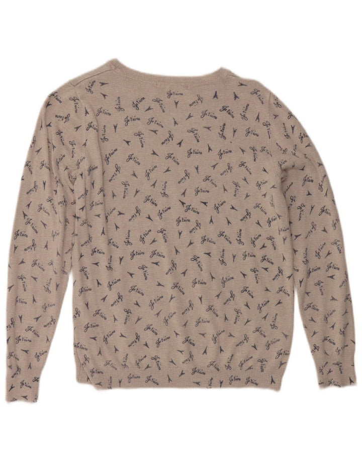 Pulover pentru femei Marks & Spencer, cu grafică, cu gât de barcă, UK 14, gri mediu