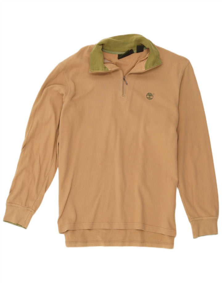 Hanorac pentru bărbați Timberland, cu fermoar, cu gât, din bumbac mic, bej