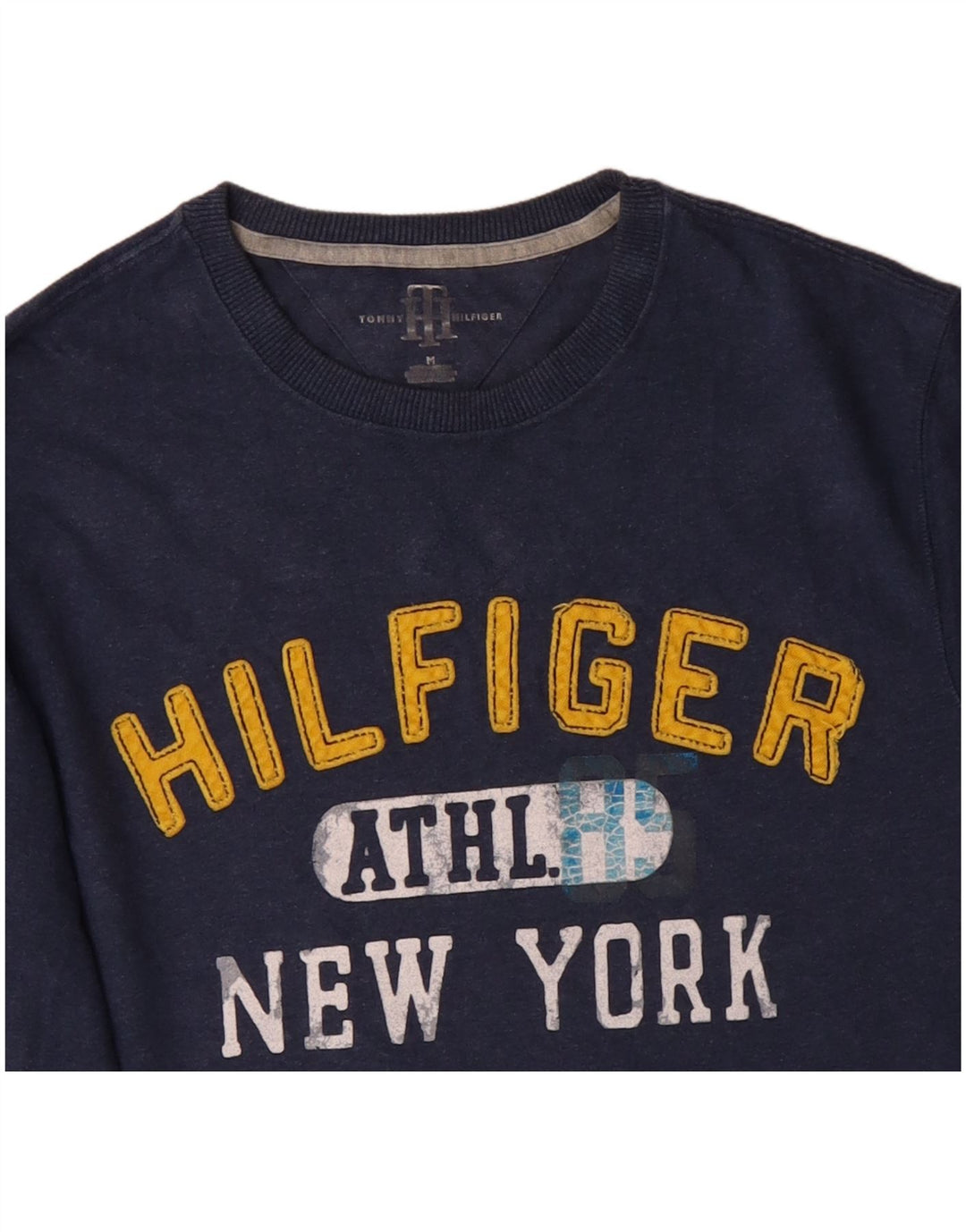 TOMMY HILFIGER Top grafic New York cu mânecă lungă pentru bărbați, albastru bleumarin mediu