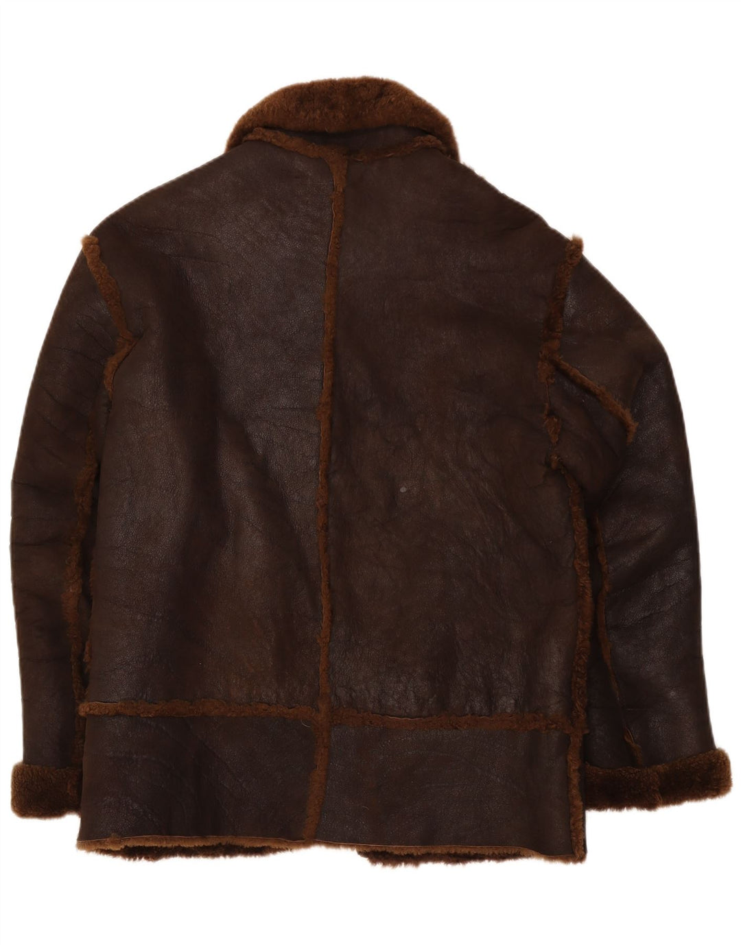 Jachetă vintage bărbătească din shearling IT 50 din piele maro mare