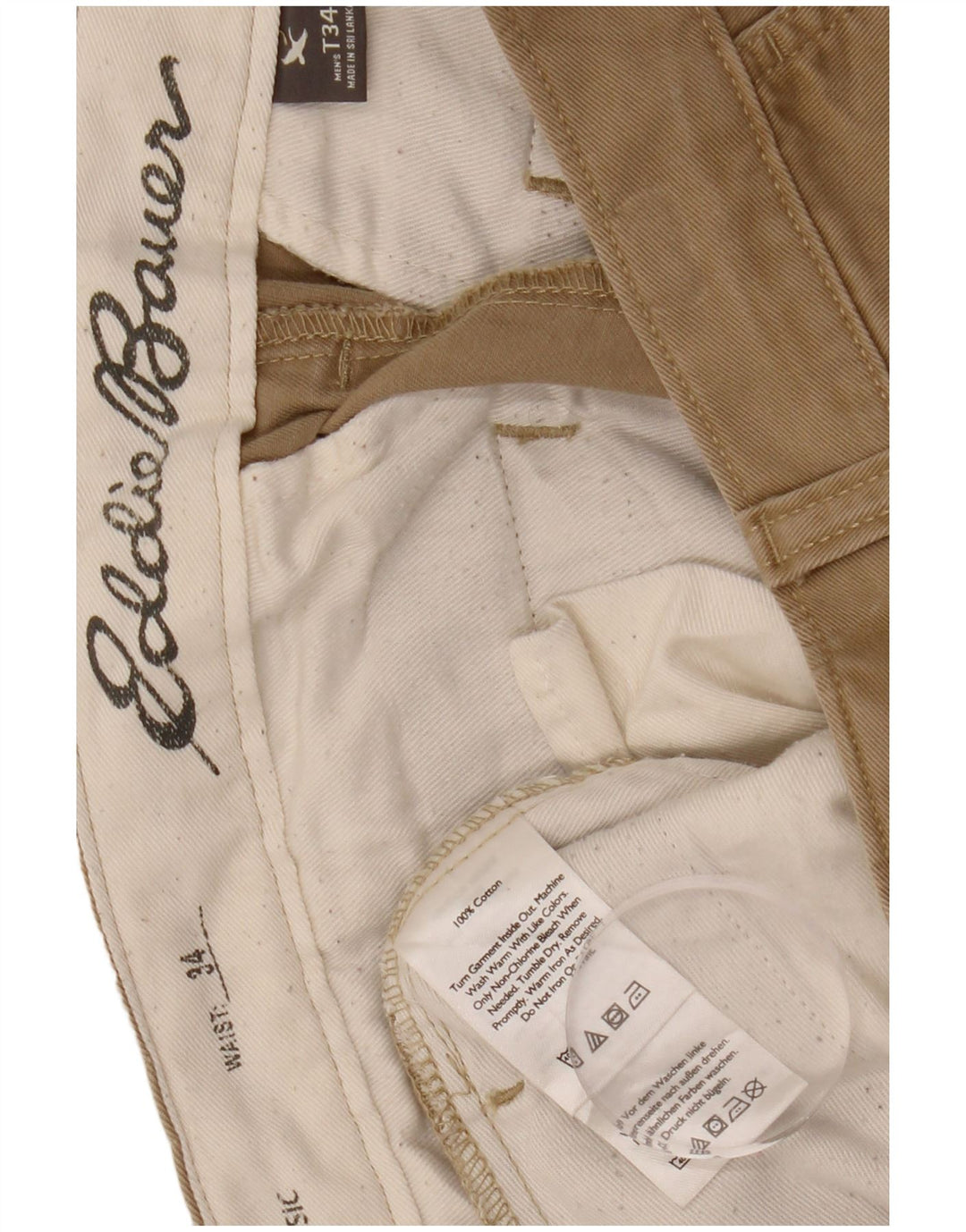 EDDIE BAUER Pantaloni scurți chino pentru bărbați W34, bumbac mare, bej