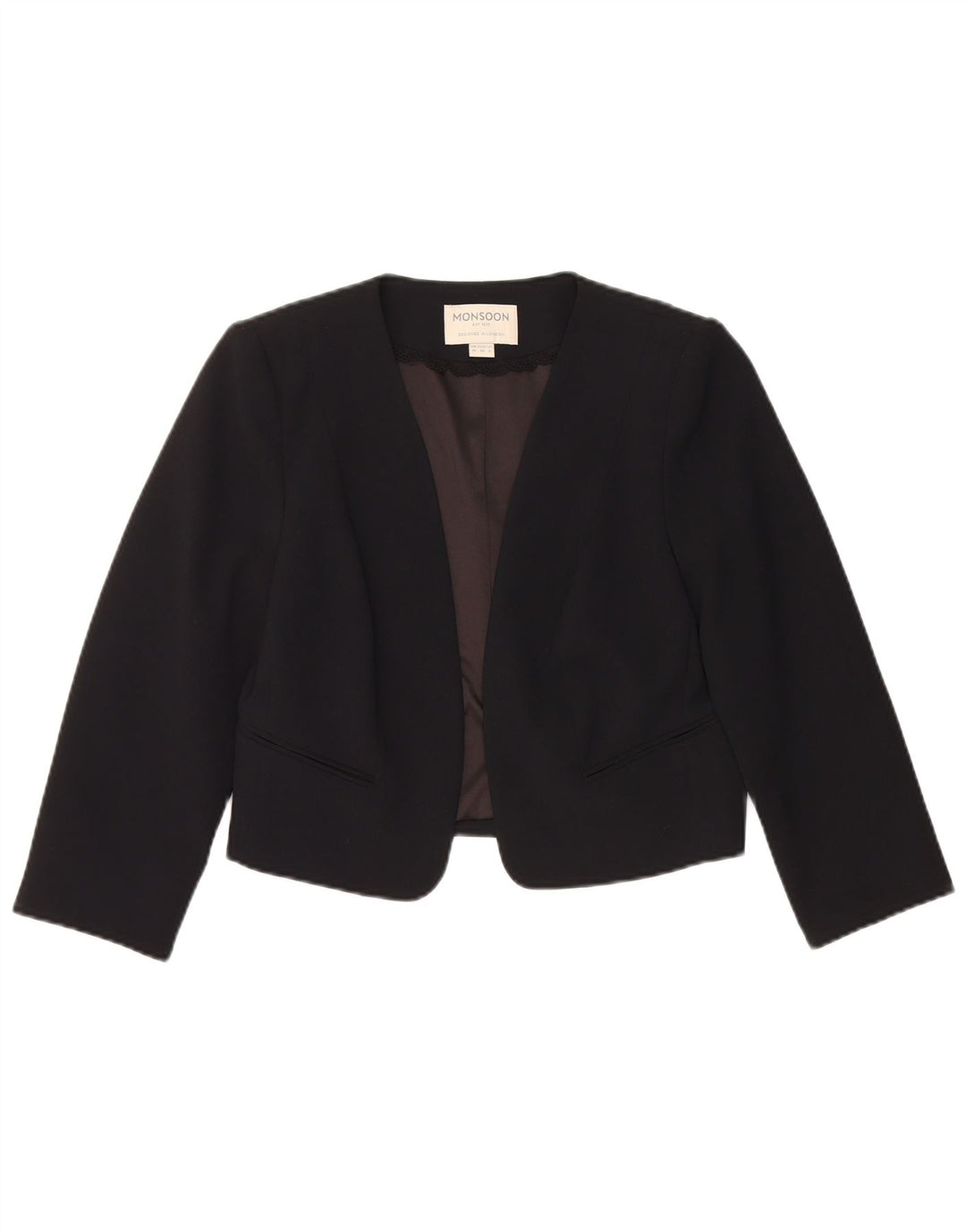 Jachetă Blazer deschisă pentru femei Monsoon UK 10 Poliester negru mic
