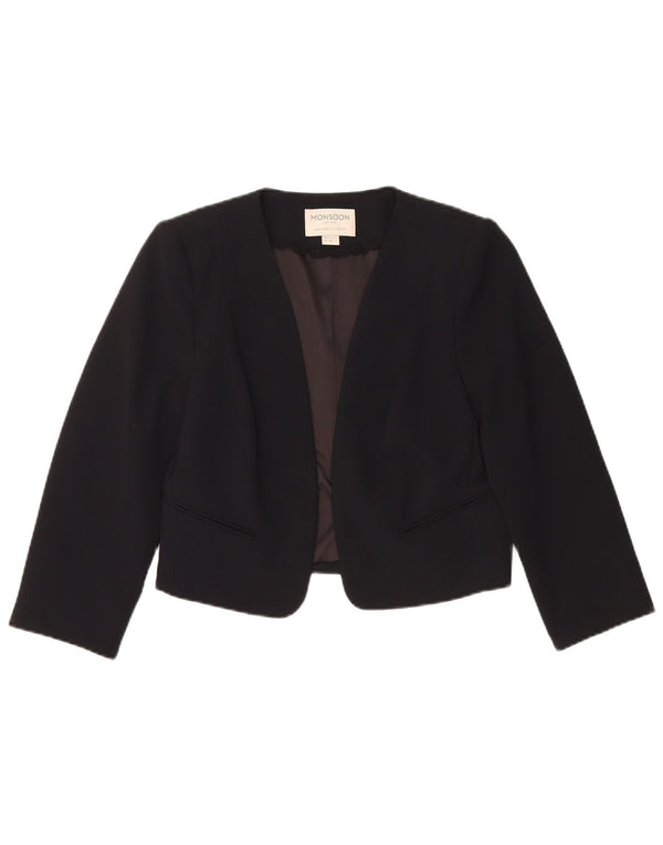 Jachetă Blazer deschisă pentru femei Monsoon UK 10 Poliester negru mic