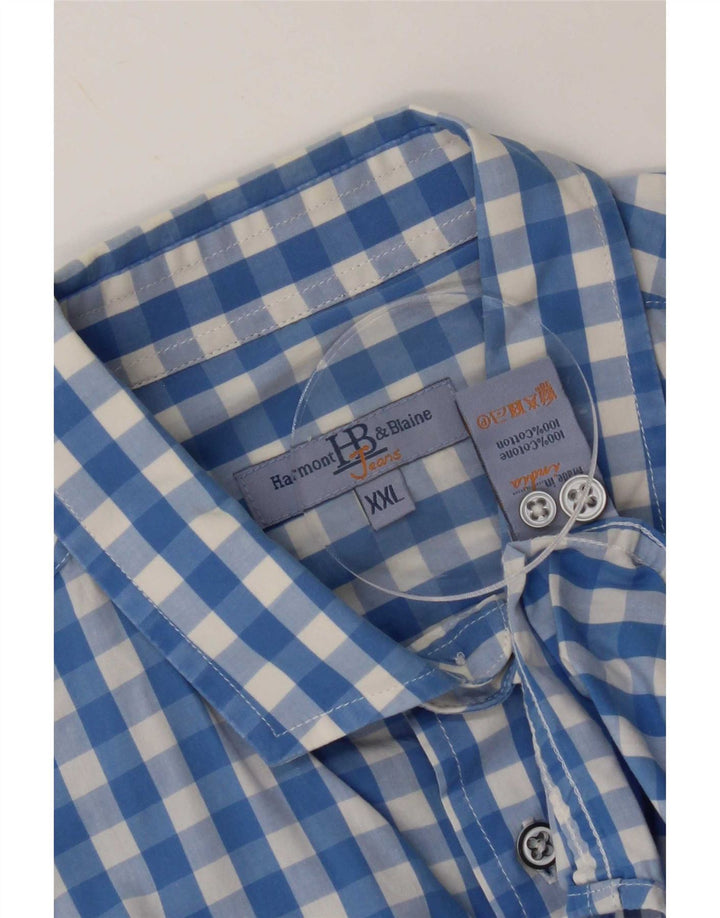 Cămașă pentru bărbați Harmont & Blaine, bumbac vichy albastru 2XL