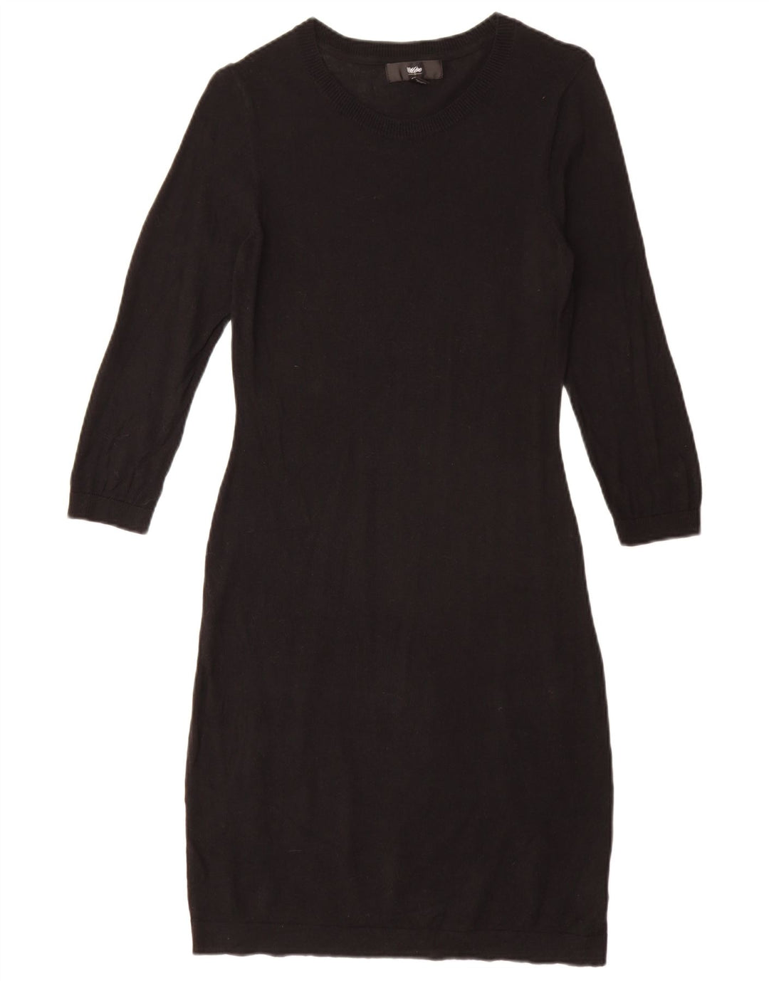 MOSSIMO Rochie Jumper pentru Femei cu mâneci 3/4 UK 10 Bumbac Negru Mic