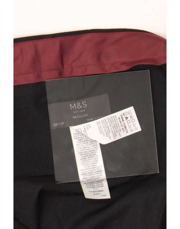 Pantaloni de costum obișnuiți pentru bărbați Marks & Spencer L38 L31 Poliester negru
