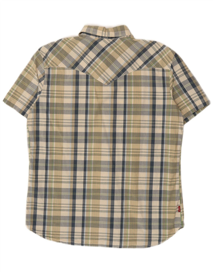 Cămașă cu mânecă scurtă Levi's pentru bărbați, bumbac cu carouri verzi mari