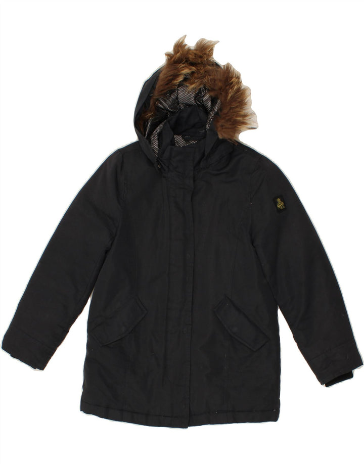 REFRIGIWEAR Girls Hooded Padded Jacket 9-10 Years Navy Blue Polyester Vintage Refrigiwear and Second-Hand Refrigiwear from Messina Hembry 
