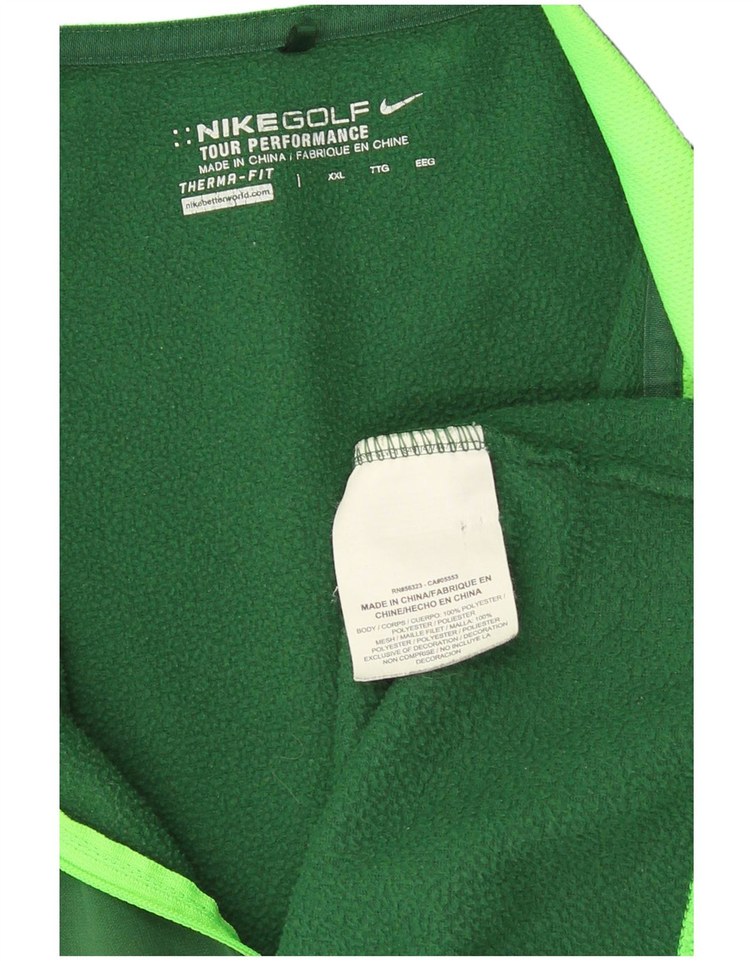 Top de trening Nike pentru bărbați Therma-Fit, cu fermoar și gât, poliester verde 2XL