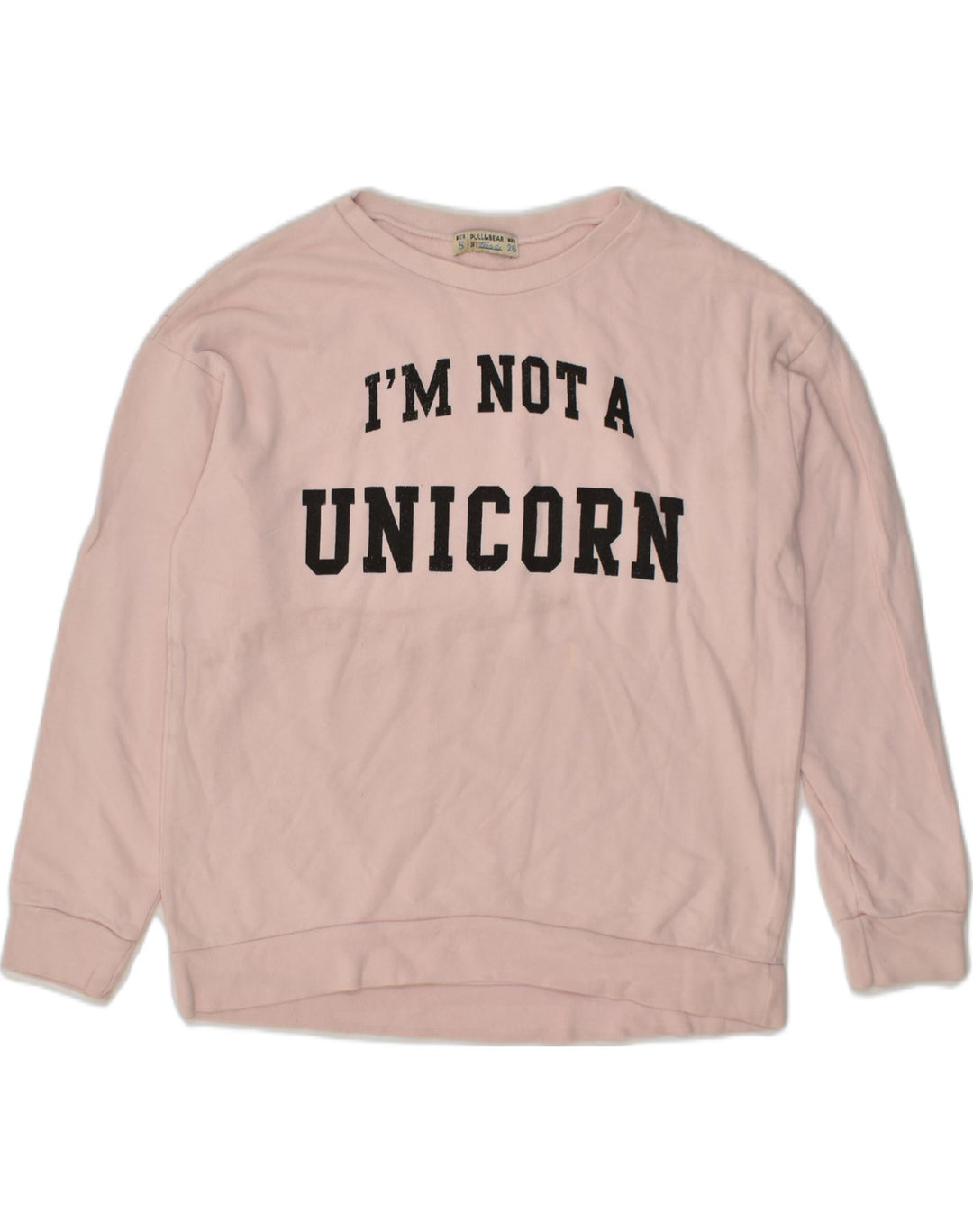 PULL & BEAR Womens Oversized Graphic Sweatshirt Jumper UK 10 Small Pink | Vintage Pull & Bear | Thrift | Second-Hand Pull & Bear | Used Clothing | Messina Hembry 