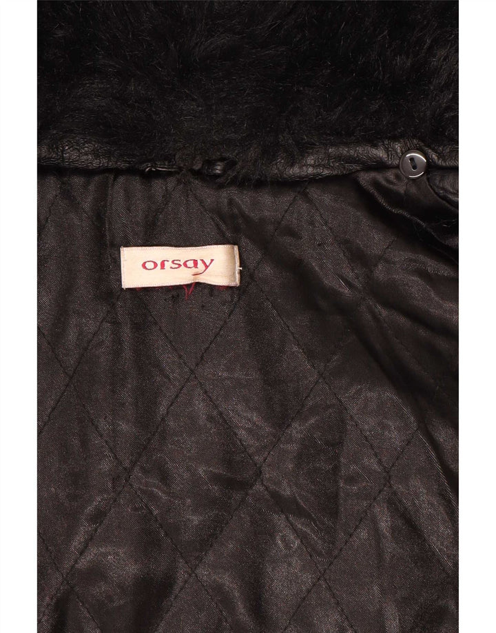 Palton de piele pentru femei Orsay UK 10 Mic Negru