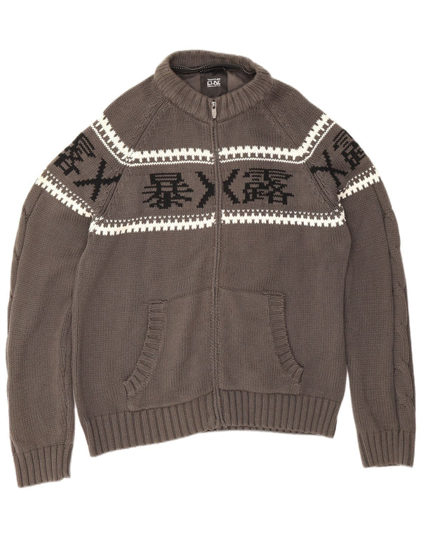 ON Tantum Pulover Cardigan cu fermoar complet pentru femei UK 20 2XL Gri Fair Isle Bumbac