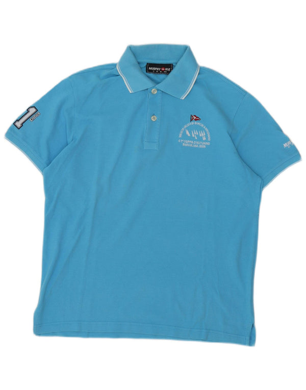 Murphy & Nye Mens Graphic Polo Shirt Large Blue Cotton