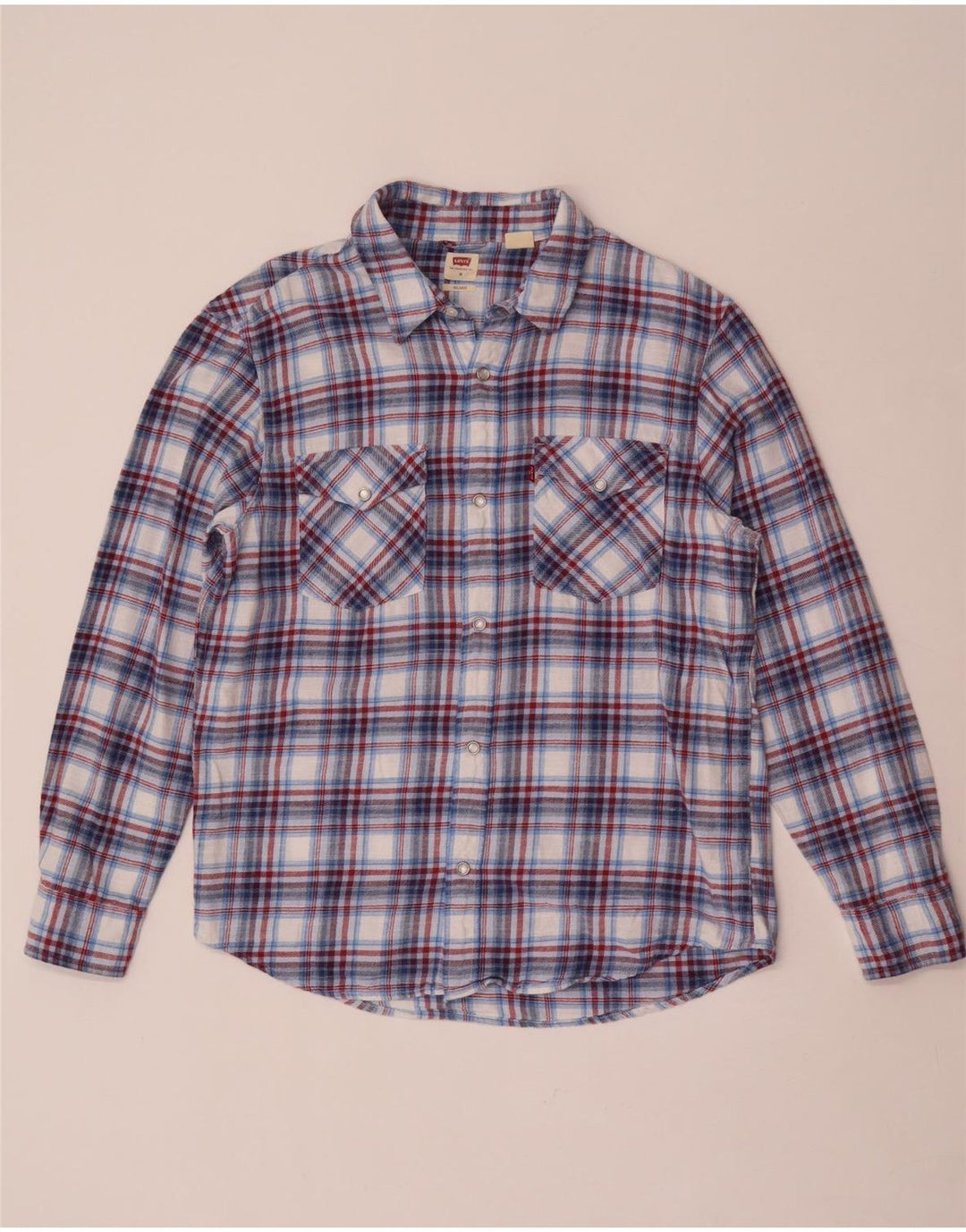 Cămașă de flanel pentru bărbați Levi's, bumbac cu carouri albastru mediu