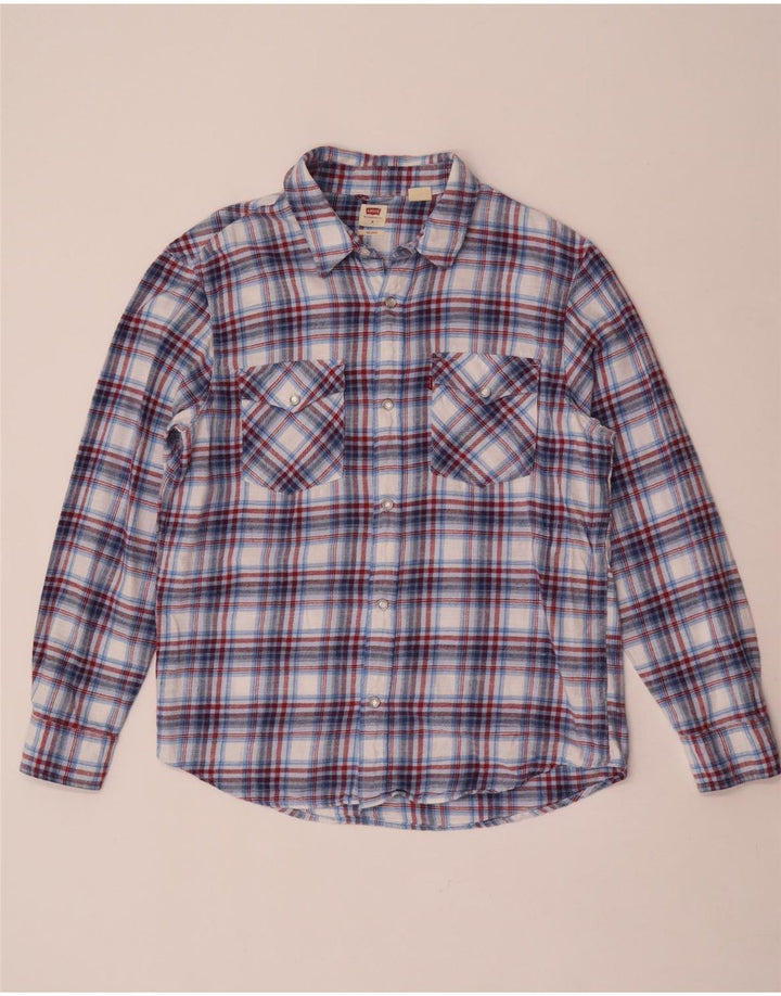 Cămașă de flanel pentru bărbați Levi's, bumbac cu carouri albastru mediu