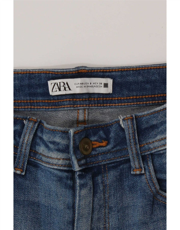 Blugi slim pentru femei Distressed Zara EU 40 Medium W30 L27 Albastru