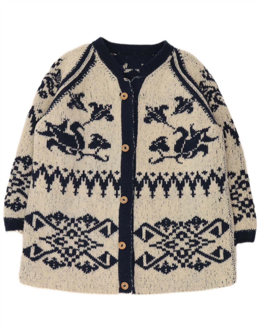 Pulover cardigan cu paragate vintage pentru femei UK 18 XL bleumarin