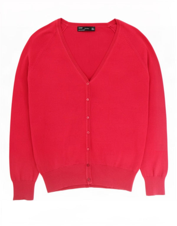 Pulover cardigan pentru femei Zara UK 14 mare bumbac roz