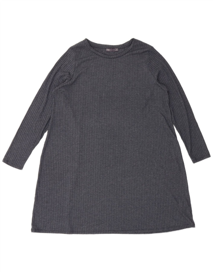 Rochie de bază cu mânecă lungă pentru femei Marks & Spencer UK 20 2XL Bleumarin