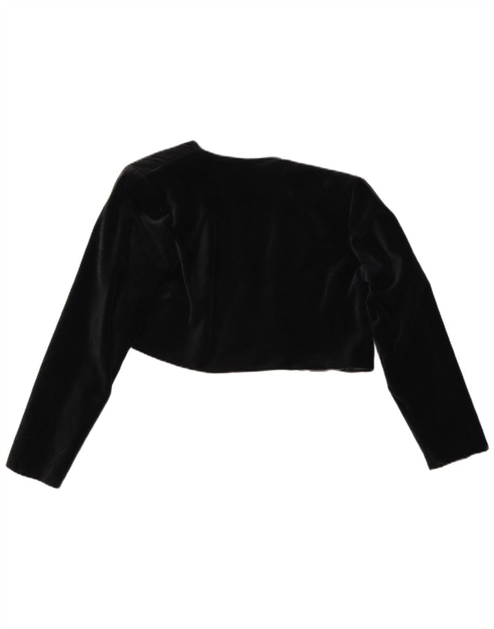 Jachetă Bolero de catifea deschisă pentru femei vintage UK 14 Poliester mediu negru