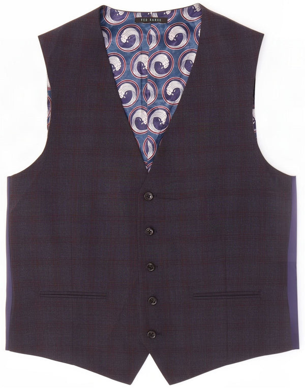 Ted Baker Giletă pentru bărbați IT 52 Lână mare cu carouri bleumarin