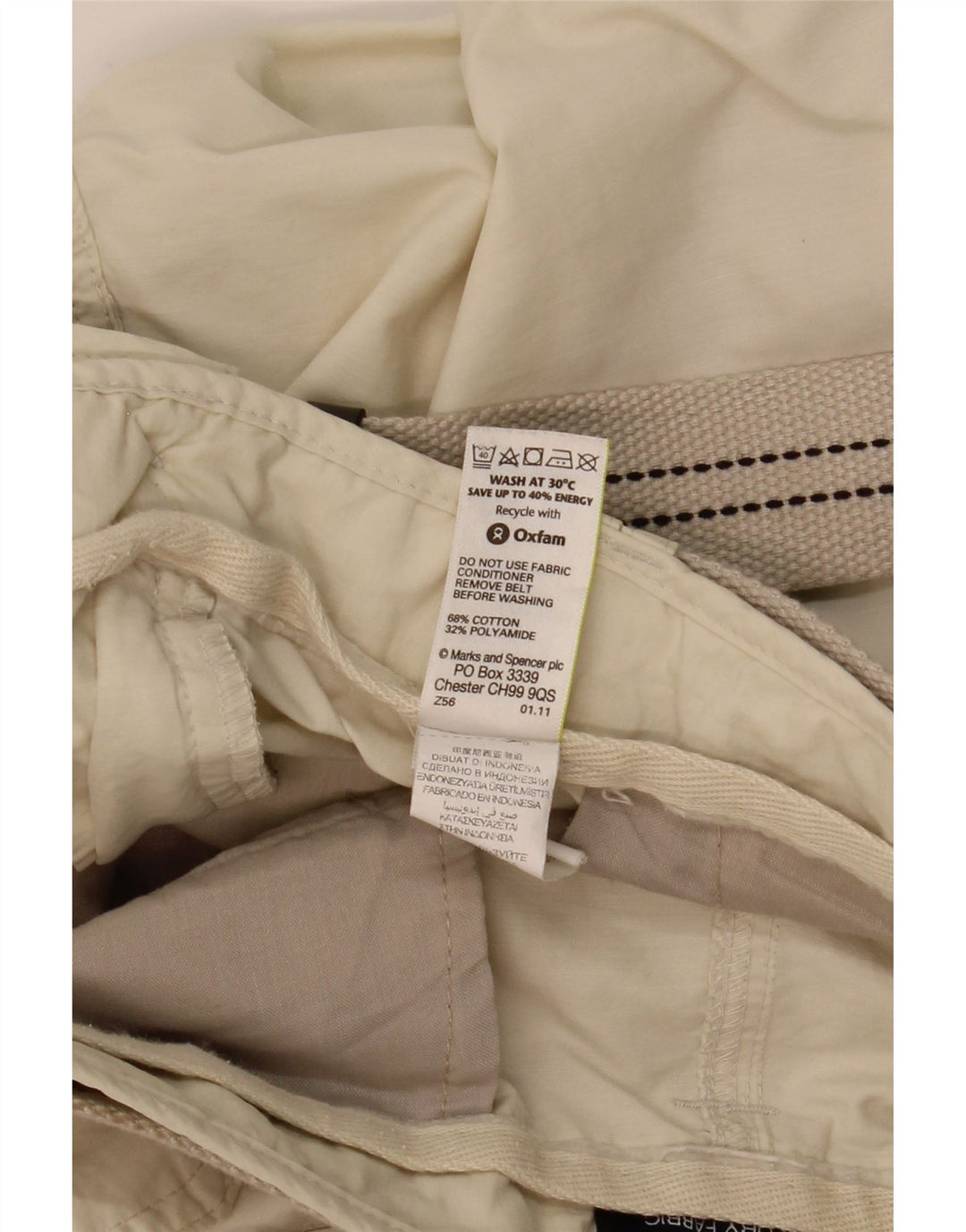 MARKS & SPENCER Bermude pentru bărbați Cargo W38 XL, bumbac, bej
