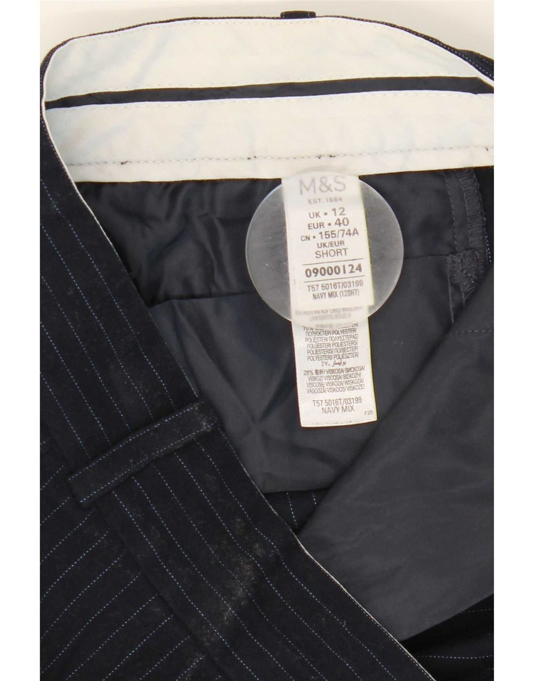 Pantaloni de costum pentru femei Marks & Spencer UK 12 Medium W32 L27 Bleumarin