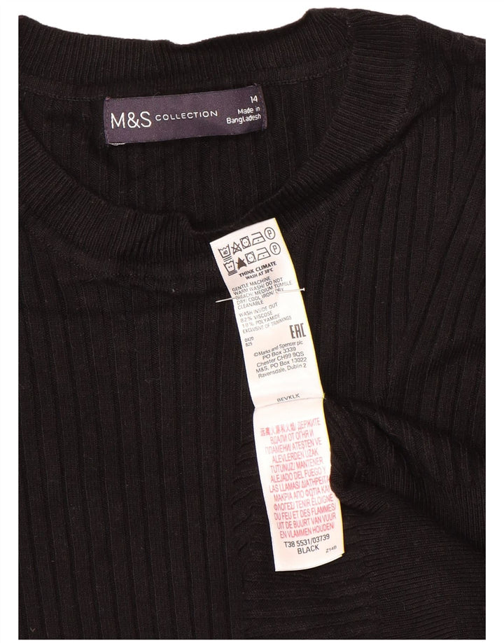 Pulover pentru femei Marks & Spencer cu decolteu triplu UK 14 Medium Negru